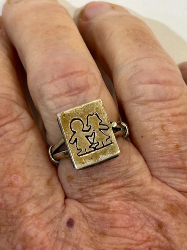 Anello veleno bambini ragazzo ragazza foto medaglione fascia misura 8 argento sterling donna - Foto 2 di 3