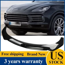 For Porsche Cayenne Glossy Black Front Bumper Lip Spoiler+Splitter