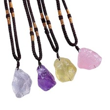 Irregular Raw Crystal Pendant Necklace for Women Men Yoga Meditation Protection