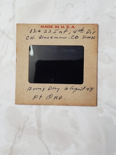 35mm Slide Army Day 1948 Col Gluckman 12 & 22 Inf Fort Ord CA Red Border - Picture 2 of 2