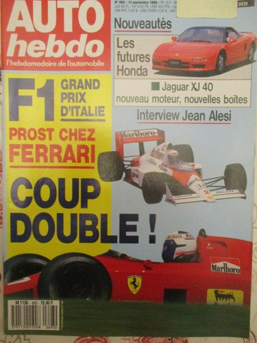 AUTO HEBDO: n°693: 13/09/1989: TOYOTA SUPRA - HONDA NSX - JAGUAR XJ6 4.0 - 403 -