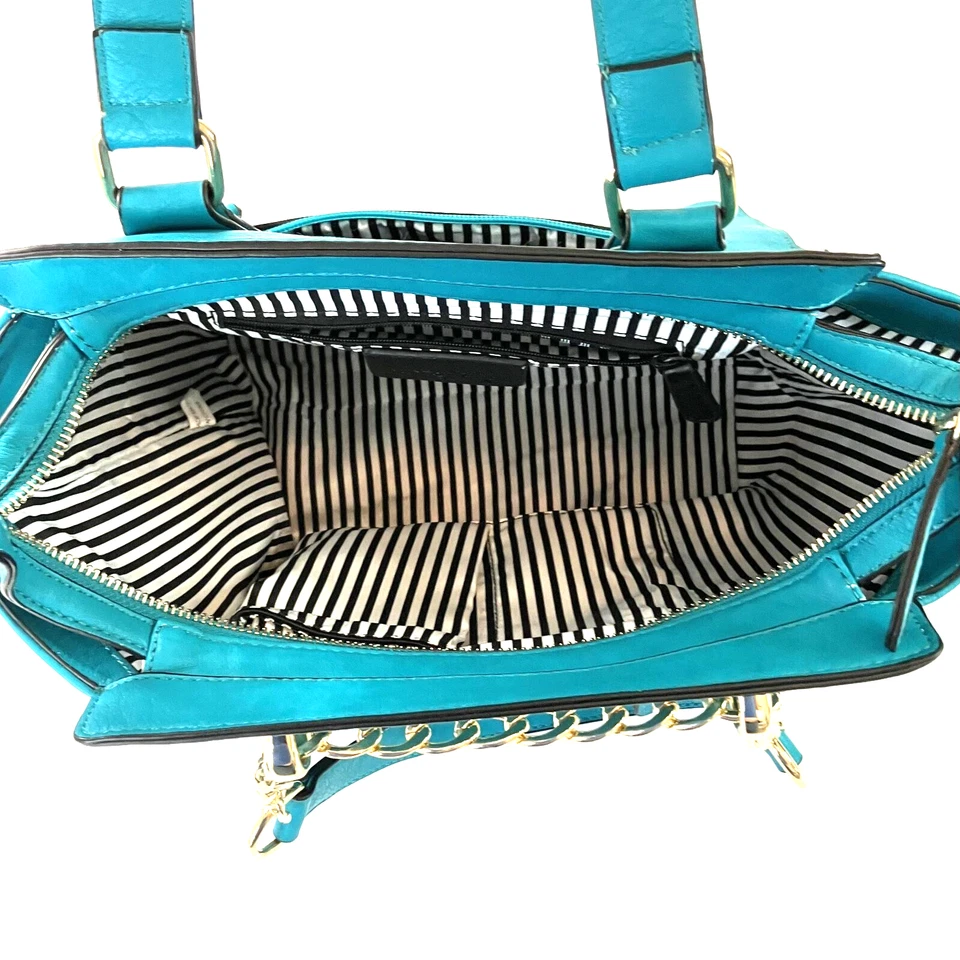 Encantador bolso de mano turquesa Charlie con detalles en tono dorado asas dobles Foto 3 de 4