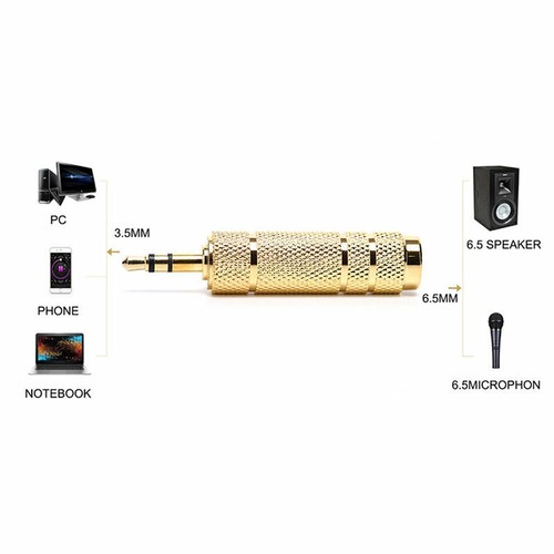 3.5mm Male To 6.5mm Female Jack Stereo Audio Converter Headphone Adapter Connect - Picture 3 of 6
