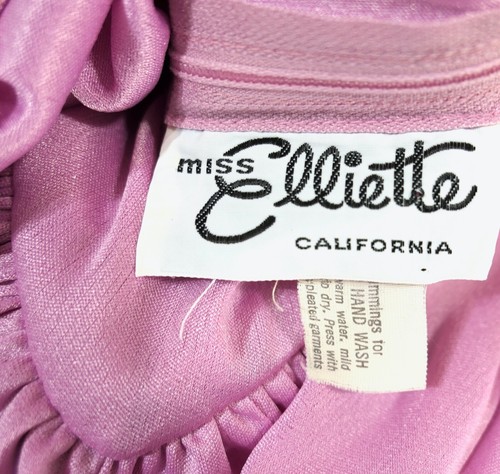 Vintage 70s Miss Elliette Pearly Sheen Pink Party Prom Maxi Dress S - Picture 6 of 8