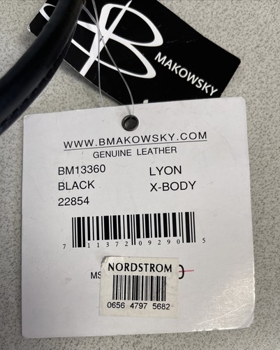 B. Makowsky Black Pebble Leather Small Crossbody Handbag LYON BM13360 New w/tags - Picture 3 of 10