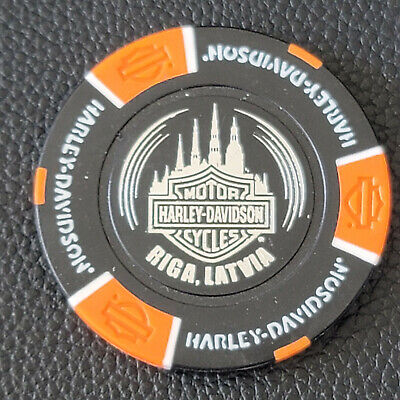 Black/Orange Harley International Poker Chip HD RIGA LATVIA ~ Latvia