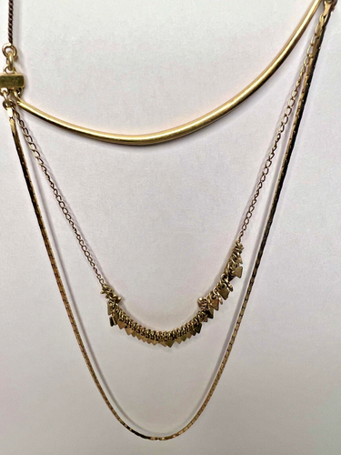 Collar Madewell Tono Dorado Cadena Geométrica Multi Hilo Capas Boho Barra Flecha - Imagen 4 de 8