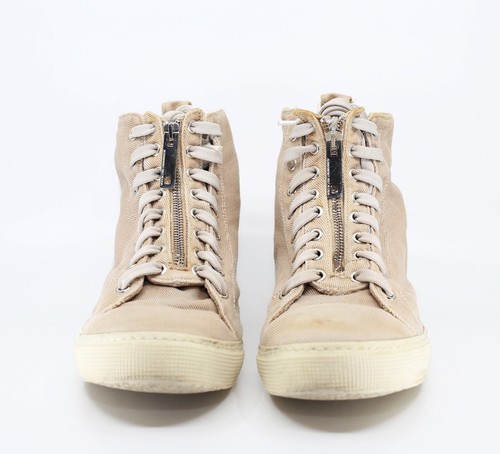 Men's Alessandro Dell'Acqua Sand Canvas High-Tops Sneakers Sz.8.5 - Picture 2 of 6
