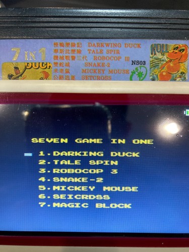 Famicom Spiel NES NS03 7in1 Darkwing Duck, Tale Spin, Robocop3, Majic Jewelry, Snake2 - Bild 2 von 9