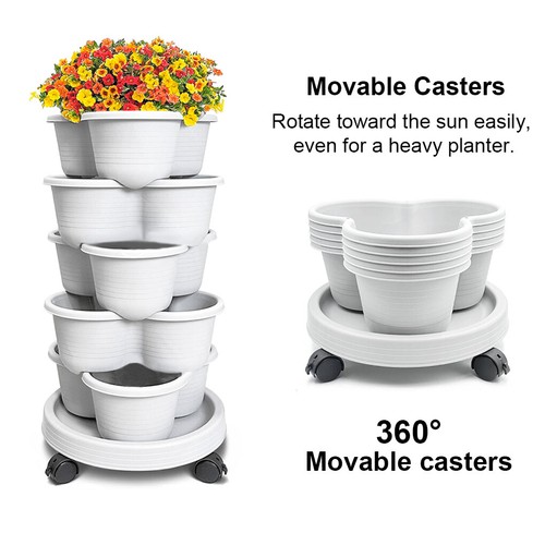 5 Tier Vertical Garden Strawberry Stackable Planters Herbs Petunias Pancy Labels - Picture 5 of 17
