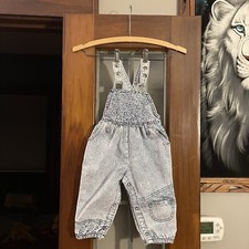 Vintage 1980s LEE Stone Acid Wash Floral Striped Overalls Toddler Size 18 Months