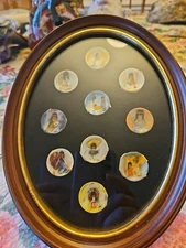 Degrazia Framed Miniature Plates Set of 10 Plates In Oval Frame 8 Are Numbered 