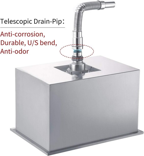 Drop In Ice Chest Bin Ice Chest Cooler Stainless Steel Drop-in Ice Cabinet w/Lid - Picture 5 of 8