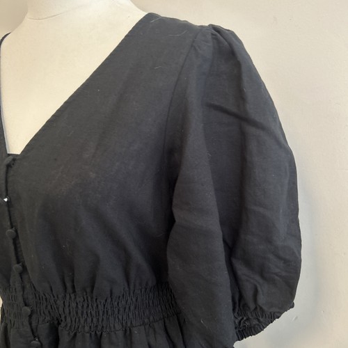 SUSSAN Maxi Dress Sz 8 Linen/cotton Short Sleeve Elastic Waist Buttons As New - Picture 5 of 9