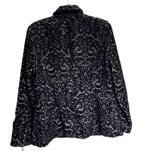 Cabi Damen 12 neu mit Etikett Jacke marineblau Paisley Jacquard Brokat Wolle & Samt Mischung - Bild 7 von 15