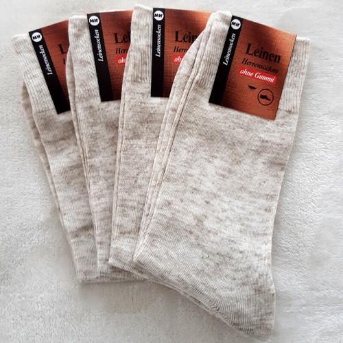 4 Pair Men's Linen Socks 50%Canvas 50% Bw Without Rubber Nature-Blend 39 To 50 - Photo 1 sur 2