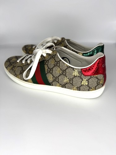 Gucci Ace Supreme GG Beige Estampado de Abeja Zapatillas Rojo Verde Tacones Talla 6 39 PVP £445 - Imagen 5 de 15
