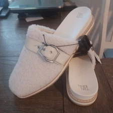 Time and Tru Buckled Mule Slide Winter White Size 9
