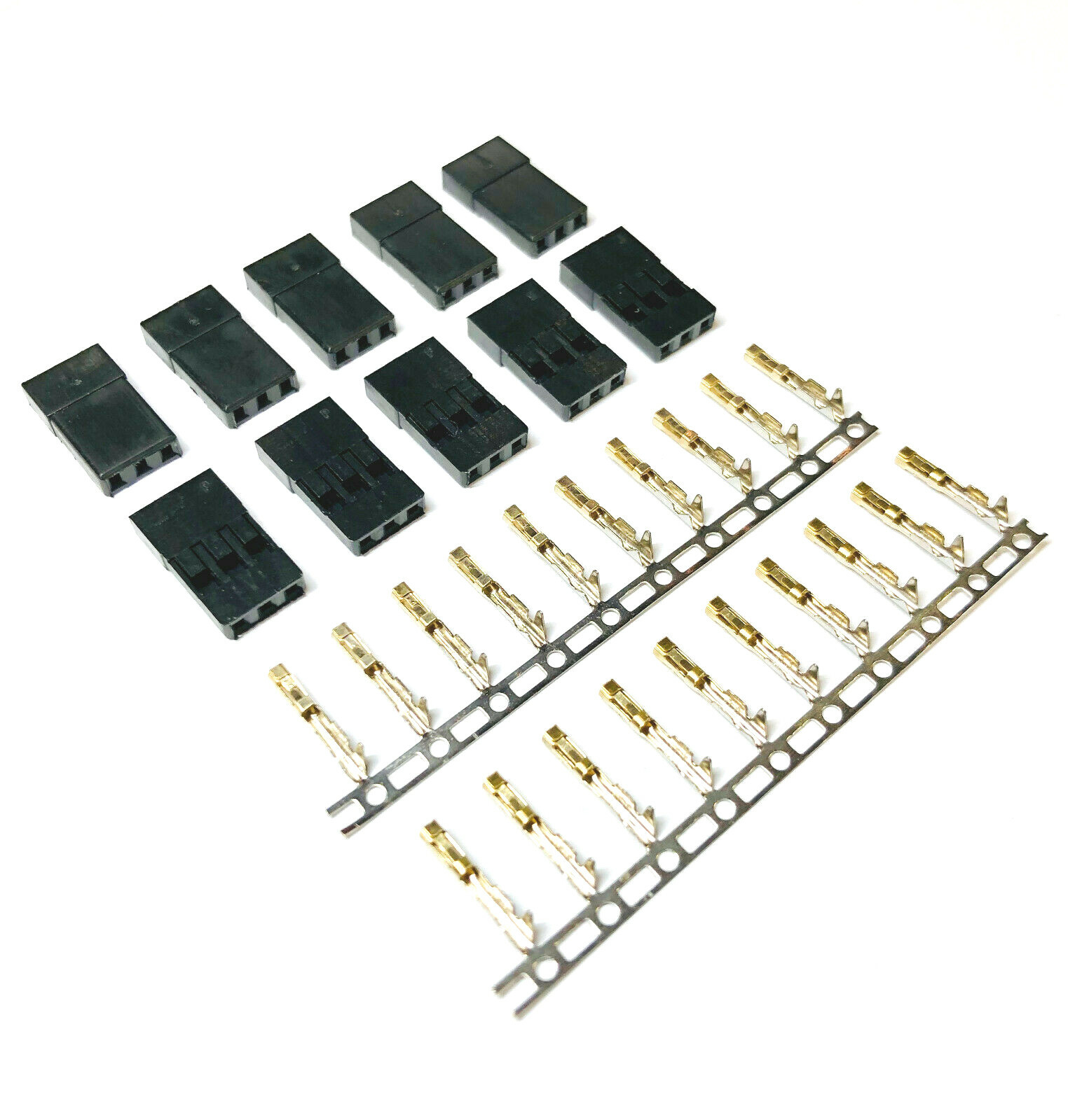  10 Stück Female Servo Stecker JR Graupner kompatibel Vergoldet Crimp Pins 3Pin