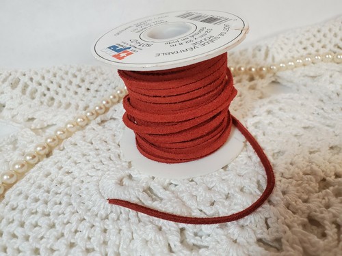 Lace / Lacing Genuine Leather Suede Red 1/8" or 3.2mm x 25 yds- spool not full