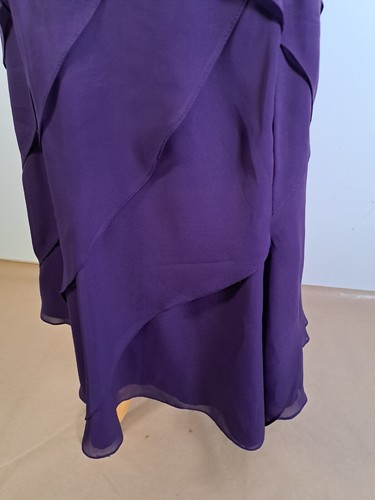 ADRIANNA PAPELL Shutter Pleat Purple Layered Dress Sleeveless Ruffle Size 4 - Picture 14 of 24