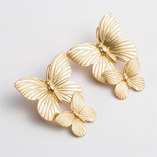 Boho Vivid Butterfly Dangle Earrings for Women Girls,Dainty Cute Long Gold Butte - Picture 3 of 6