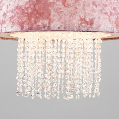 Ceiling Light Shade Velvet Drum Lampshades Jewel Droplet Pendant Shade LED Bulb - Picture 12 of 27
