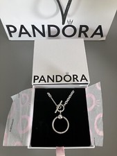 Pandora Moments O Pendant T-Bar Necklace 50cm New In Box And Bag