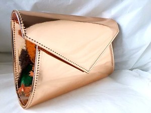 New Rose Gold Faux Patent Leather Evening Day Clutch Bag Shoulder Image Is Loading New Rose Gold Faux Patent Leather Evening Day