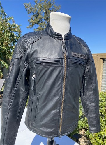 Giacca pelle Harley Davidson uomo AURORAL Willie G teschio riflettente piccola - Foto 8 di 9