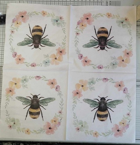 3-PLY Bee Butterfly Paper Decoupage Napkins 33cm x 33cm Serviette Mixed Media - Picture 8 of 36