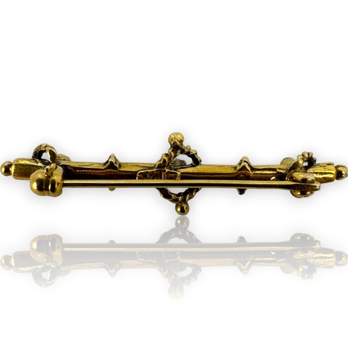 Victorian Era Etruscan Revival Persian Turquoise Bar Pin 14k Gold Handmade - Picture 2 of 5