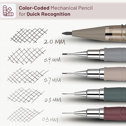 Mechanical Pencil Set with Leads and Eraser Refills, 5 Sizes - 0.3, 0.5, 0.7, 0. - Picture 4 of 9