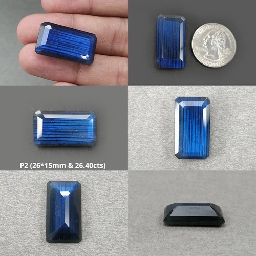 Natural Untreated Blue Rainbow Flashing LABRADORITE Gemstone Normal Cut Cushion - Picture 3 of 4
