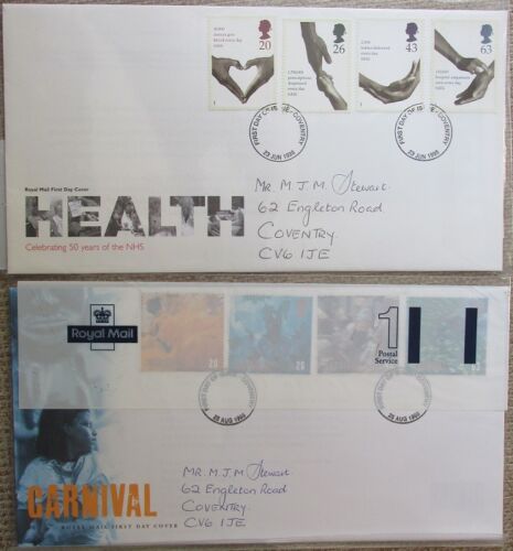 GB Stamps 7 Commemorative & 2 Prestige Book Panes First Day Covers from 1998 - Picture 4 of 5