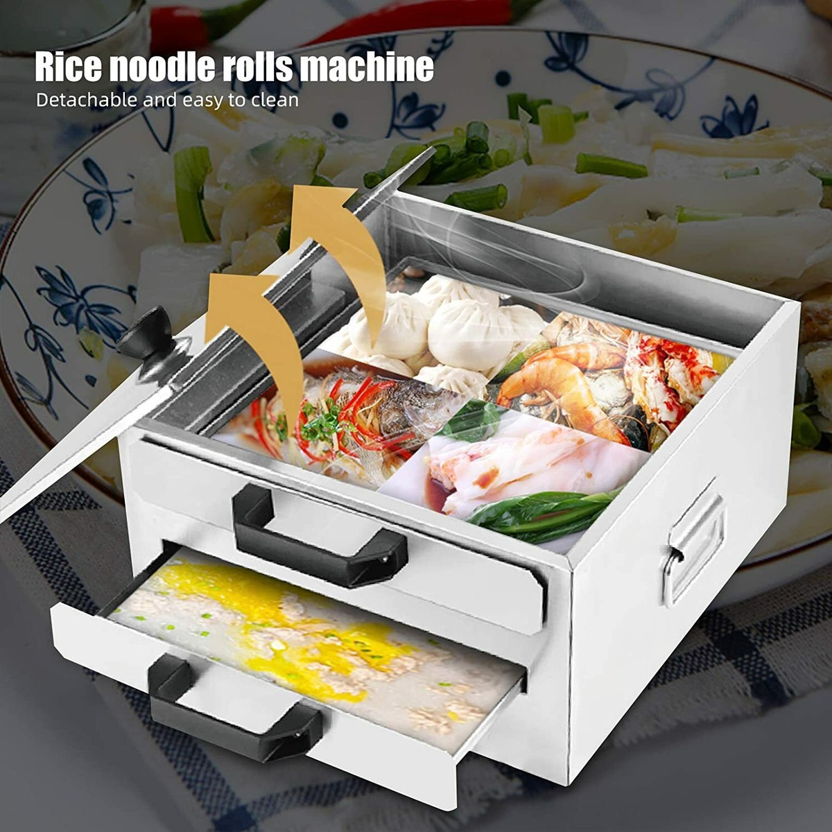 Yescom WeChef 1 Layer Rice Noodle Roll Steamer Machine Stainless Steel Yescom WeChef 1 Layer Rice Noodle Roll Steamer Machine Stainless Steel