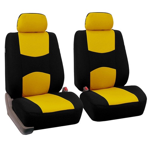 New Full Set Car Seat Cover Front Rear Seat Protect Mat Polyester Fabric Yellow - Picture 2 of 5