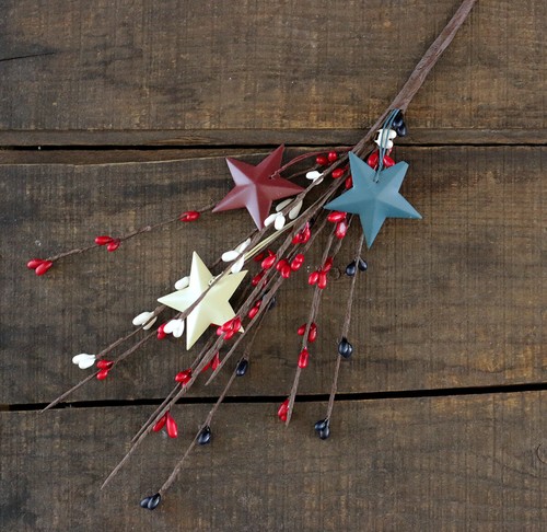Patriotische Blumen Plektren Set/2 rot blau creme Pip Beere mit Sternen primitives Dekor - Bild 6 von 7