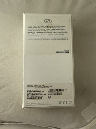 BOX ONLY - Apple iPhone 6 Silver Box 16GB - Picture 3 of 4