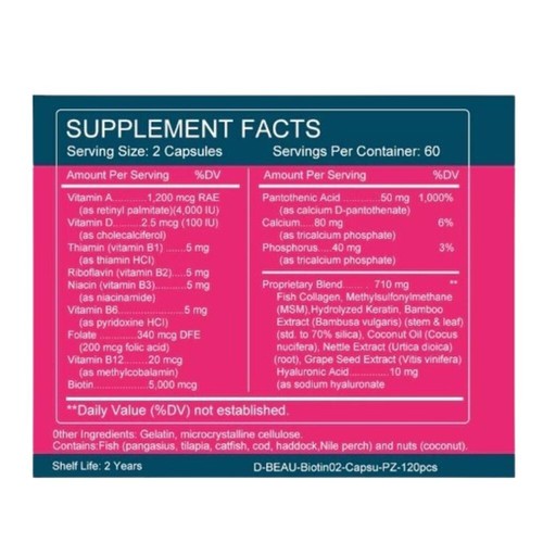 Biotina Cabello Piel Uñas 40 000 mcg Fuerza para Hombres y Mujeres. - Imagen 6 de 16