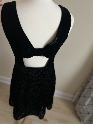 Black faux suede a line dress, open back, sleeveless M 10 - Picture 7 of 7