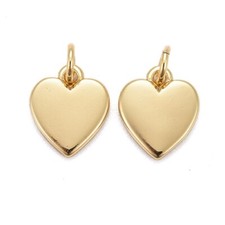 20pcs Brass Real 18K Gold Plated Heart Pendants Charms Jewelry Making 9.5x8x1mm