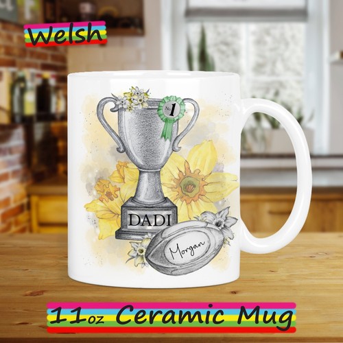 Wales Rugby Trophy Fathers Day Mug, Personalised Mug for Welsh Rugby Fan - Picture 16 of 20