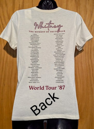 ORIGINAL WOMENS WHITNEY HOUSTON TSHIRT WORLD TOUR '87 Sz XS SINGER GRAPHIC CITIE - Picture 5 of 11