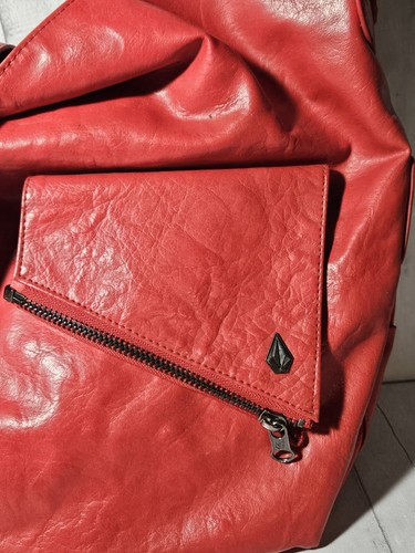 Volcom zip trip hobo rural Leather redBag/purse Vintage Y2k Skater - Picture 2 of 8