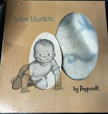 NWT Vintage Pepperell White Baby Blanket Satin Trim Crib Blanket 36X50"