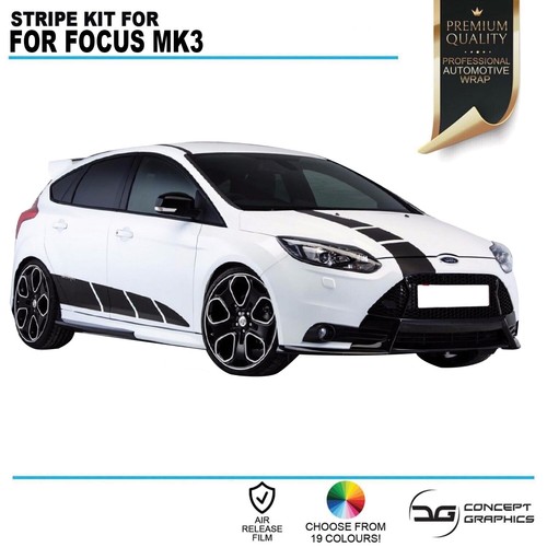 Bonnet & Side Stripes Decal Stickers Graphics Vinyl Fit Ford Focus mk3 ST RS - Picture 2 of 3