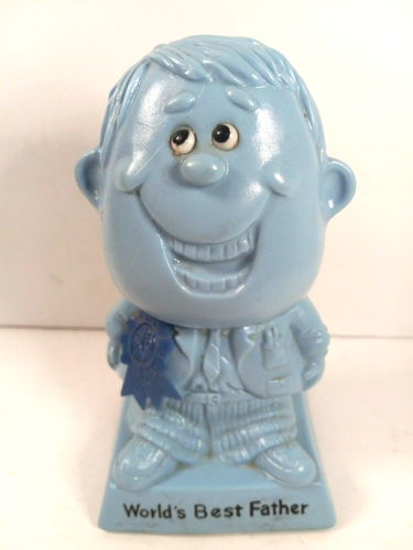 Vintage 1970's Statue Figurine "World's Best Father" by W & R Berries Co., Blue