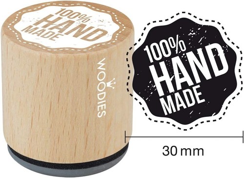Woodies Handmade Theme Round Wood Mounted Rubber Stamp Set, 8-Count 1.25" NEW - Picture 6 of 12