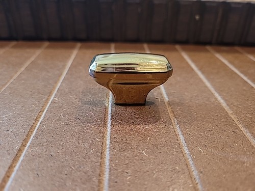 Keeler Solid Brass Polished Brass Rectangular Cabinet Solid Brass Knob C21 - Picture 1 of 7